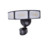 Lutec 7632817012 TRI GUARD 23W IP54 LED Triple Head Floodlight with PIR 5000K - Black