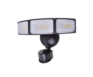 Lutec 7632817012 TRI GUARD 23W IP54 LED Triple Head Floodlight with PIR 5000K - Black