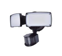 Lutec 7635432330 CHIMERA 21W IP54 LED Twin Head Floodlight with PIR 5000K - Black