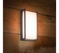 LUTEC connect QUBO LED smart outdoor wall lamp, Dark Grey, 22 cm, IP54, RGB, CCT