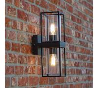LUTEC FLAIR outdoor wall light, black, 39 cm, 2 x E27, IP44