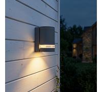LUTEC Focus Down Outdoor Wall Lights GU10 Socket (Bulb Not Included), Waterproof Mains Powered Exterior Wall Lamp, Modern Aluminium Wall Mounted Light for Porch Front Door, Dark Grey