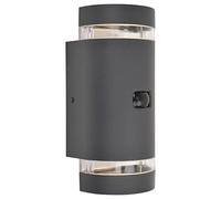 LUTEC Focus Outdoor Wall Lights PIR Motion Sensor, Waterproof Up Down Outside Light Mains Powered for Front Door Porch, with GU10 Socket (Bulb Not Included), Aluminium Exterior Wall Lamp,Dark Grey