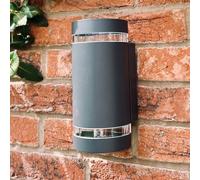 LUTEC FOCUS ROUND outdoor wall lamp, dark grey, 24 cm, 2 x GU10, IP44