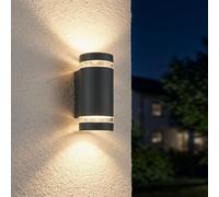 LUTEC Focus Up Down Outdoor Wall Lights GU10 Socket (Bulb Not Included), Waterproof Mains Powered Exterior Wall Lamp, Dark Grey