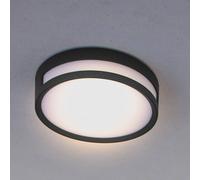 LUTEC LED ceiling light Rola, outdoor, black, Ø 18 cm
