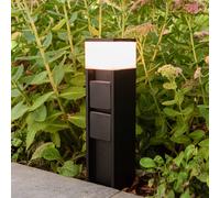LUTEC MAINS LED pedestal light, black, 37 cm, IP54, 2 power points