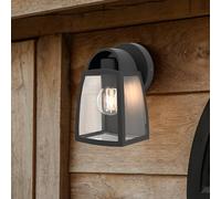 LUTEC Outdoor Down Traditional Wall Light, Aluminium Outside Indoor Lamp with Clear Glass, Waterproof Exterior Wall Sconce for Front Door, Porch, Hallway, Garden, Requires 1 x E27 LED Bulb, Black