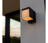 Lutec Prima Solar Hybrid LED Outdoor Flush Wall Light with PIR Sensor - Dark Grey