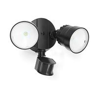 LUTEC Shrimp 12W PIR LED Security Light 1250LM 5000K Outside Lights With Sensor Outdoor Wall Lights Integrated Twin Heads Flood Light, Exterior for Patio, Garden, Yard Black