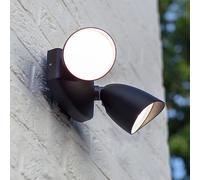 LUTEC SHRIMP LED outdoor wall spotlight, black, 20 W, 2-bulb, IP54
