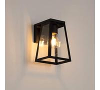 LUTEC Solar Outdoor Traditional Wall Light, Aluminium Outside Durable Lamp with Clear Glass, Waterproof Exterior Wall Sconce for Garden, Yard, Fence, Front Door, E27 Bulb Included, Black