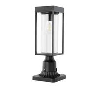LUTEC Solar Post Light, Dusk to Dawn Aluminium Solar Lamp Post Light Fixture with Pier Mount Base, Exterior Black Solar Fence Lights Outdoor Waterproof for Garden Yard Patio Post Pole Mount