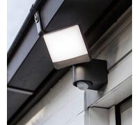 LUTEC SUNSHINE LED sensor-activated outdoor wall spotlight, 15 cm, dark grey, IP44
