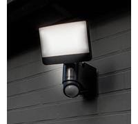 LUTEC SUNSHINE LED sensor-activated outdoor wall spotlight, 25 cm, dark grey, IP54