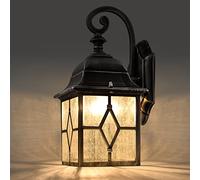 LUTEC Vintage Wall Light IP23 Indoor Outdoor Wall Lights, Aluminium Glass Outside Lights Mains Powered Classical Wall Light for Deck Brushed Black Silver (E27 Bulb)