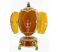 Lutèce Créations Musical box/music box in the shape of an egg made of porcelain with animated crown and miniaturised 18-note wind up musical mechanism - Swan lake (P. I. Tchaikovsky)