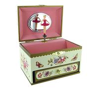 Lutèce Créations Wooden musical jewellery box/music box for jewels with dancing ballerina, drawer, mirror and 18-note wind up musical mechanism - Swan Lake (P. I. Tchaikovsky)