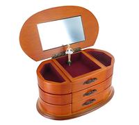 Lutèce Créations Wooden musical jewellery box/music box for jewels with dancing ballerina, drawers, compartments, mirror and 18-note wind up musical mechanism - Swan lake (P. I. Tchaikovsky)