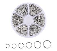 LUTER 1000pcs Open Jump Rings, Metal O-Ring Plated Round Ring Connectors, Dark Silver for Choker Necklace Bracelet Chain, DIY Making Jewelry Supplies Findings and Repair (4mm 5mm 6mm 7mm 8mm 10mm)