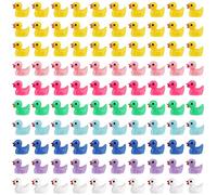 LUTER 100pcs Mini Resin Ducks for Crafts, Tiny Ducks Miniature Figures for Aquarium Garden Landscape Dollhouse Ornament Potted Decorations DIY (Multicolored)