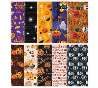 Luter 10pcs 10x10inch Halloween Theme Fabric, Halloween Fat Quarter Pure Cotton Fabric Bundle for DIY Decorations Sewing Crafts Festival Series Supplies Patchwork