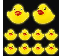 LUTER 10pcs Glow in the Dark Rubber Ducks, Mini Rubber Ducks Bathtub Floating Toys Squeaky Bath Duck Toy for Baby Showers Birthday Pool Activity Halloween Party Supplies