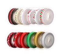 Luter 12 Piece Christmas Ribbon Set - Ribbon Suitable for Gift Packaging, Sewing, Hair Band, Wedding, DIY - 4.57 x 10 mm, 12 Colours