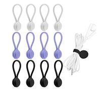 LUTER 12 Pieces Magnetic Clips, Cable Straps Organizers, Silicone Reusable Cable Ties for Keyrings, Earphone Line Cords, USB Charging Pens (Black, White and Grey)