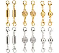 LUTER 12 Pieces Magnetic Jewellery Clasps Lobster Clasp and Clasp Necklace Extender Bracelet for Jewellery Making (Gold and Silver)