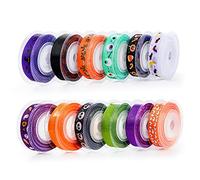 LUTER 12 Rolls Halloween Ribbon, Skull Spider Pumpkin Ribbon Halloween Grosgrain Ribbons for Halloween Wrapping, Sewing, Hair Bows, DIY Crafts, Party Decorations (72 Yards x 0.5 Inch)