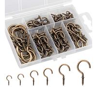 LUTER 120pcs Ceiling Hooks, 6 Sizes Screw-in Cup Hooks Bronze Vintage Screw Hooks for Indoor&Outdoor Uses, Tea Cup, Plant, Light Hanging Supplies (1/2in, 5/8in, 3/4in, 7/8in, 1in, 1-1 / 4in)