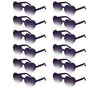 LUTER 12pcs Heart Shaped Rimless Sunglasses, Stylish Gradient Color Transparent Frameless Heart Sunglasses for Women Girls at Birthday Party Summer Party Bachelorette Parties (Black)