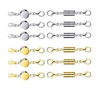 LUTER 12PCS Locking Magnetic Jewelry Clasp Magnetic Lobster Clasp Oblate and Cylindrical Necklace Clasp Closures Bracelet Extender for Jewelry Making (Gold, Silver)