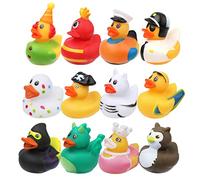 LUTER 12pcs Rubber Bath Duck Toys, Colorful Rubber Ducks for Jeep Ducking Float Bath Duckies Cute Bath Ducky Toys for Baby Shower Birthday Party Supplies