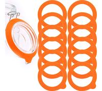 LUTER 12Pcs Silicone Jar Gaskets Replacement, Leak Proof Silicone Gasket Airtight Seals Rings for Mason Jar Lid, Regular Wide Mouth Glass Jars (Orange)