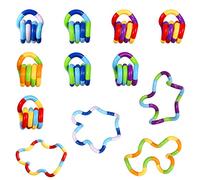 LUTER 12pcs Tangles Stress Relief Fidgets Toys, Finger Toys, Relax Therapy Stress Feeling Winding Fidget Hand Toys and Brain Toys, Multicolored Quiet Fidgets Toys for Kids and Adults
