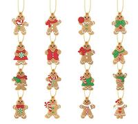 LUTER 16pcs Gingerman Ornaments PVC Gingerbread Dolls Adorable Cookie Man Hanging Pendants for Christmas Tree Decor, Holiday Decoration Supplies (38×27mm/1.5×1.0 inch)