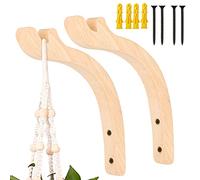 LUTER 2-Pack Wooden Plant Hooks with Screws - Indoor/Outdoor Hanging Plant Brackets for Flowers & Decor (E05055)