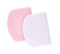 LUTER 2 Pieces 12 x 9.5 cm Plastic Dough Scraper for Kitchen, Pastry, Pancakes (Pink, White)