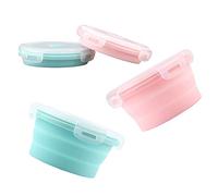 LUTER 2 Pieces Collapsible Dog Bowls Silicone Food Water Travel Bowl with Lids Portable Expandable Pet Feeding Watering Cup Dish for Walking Kennels Camping 350ml (12x12x3cm) (Pink & Blue)