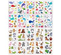 LUTER 20 Sheets Tattoos for Kids, Cute Sea Animal & Zoo Temporary for Boys and Girls Multi-Colored Cartoon for Birthday Party Favors (Assorted Styles)