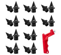 LUTER 20pcs 1/4inch Track Spikes with Spike Wrench Stainless Steel Replacement for Sports Shoes Long Jump Cross Country Track and Field Sprint (Black)