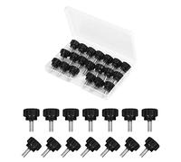 LUTER 20pcs M4 x 10mm Carbon Steel Threaded Knurled Thumbscrew, Knurled Handle Bolts Grip Mounting Thumb Screw Knobs Black Round Clamping Screws(Black)
