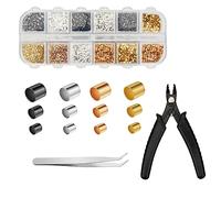 Luter 2200pcs Crimp Tubes for Jewelry Making, 1.5/2/2.5mm Gold, Silver, KC Gold, Black Crimping Beads Kit with Crimping Pliers, Tweezers for DIY Necklace, Bracelet, Anklet, Earring