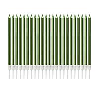 LUTER 24 Pieces Metallic Birthday Candles in Holders Green Tall Birthday Cake Candles Long Thin Cupcake Candles for Birthday Wedding Party Decoration