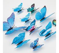 LUTER 24pcs 3D Butterfly Wall Decals 4 Sizes Butterfly Wall Stickers Removable Mural Wall Stickers Art Decor for Bedroom Party Wedding Decors (Blue)