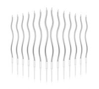 LUTER 24pcs Birthday Candles Spiral Birthday Cake Candles Long Thin Cupcake Candles for Birthday Wedding Party Decoration (Silver)
