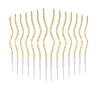 LUTER 24pcs Metallic Birthday Candles in Holders Spiral Birthday Cake Candles Long Thin Cupcake Candles for Birthday Wedding Party Decoration(Gold)