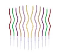 Luter 24pcs Metallic Birthday Candles in Holders Spiral Birthday Cake Candles Long Thin Cupcake Candles for Birthday Wedding Party Decoration(Metallic Multicolor)